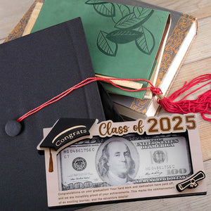Graduation Gifts 2026 Money Holder, Wooden Graduation Money Cash Envelope Box for Class of 2026 Senior College University Graduates Holiday Christmas Gifts