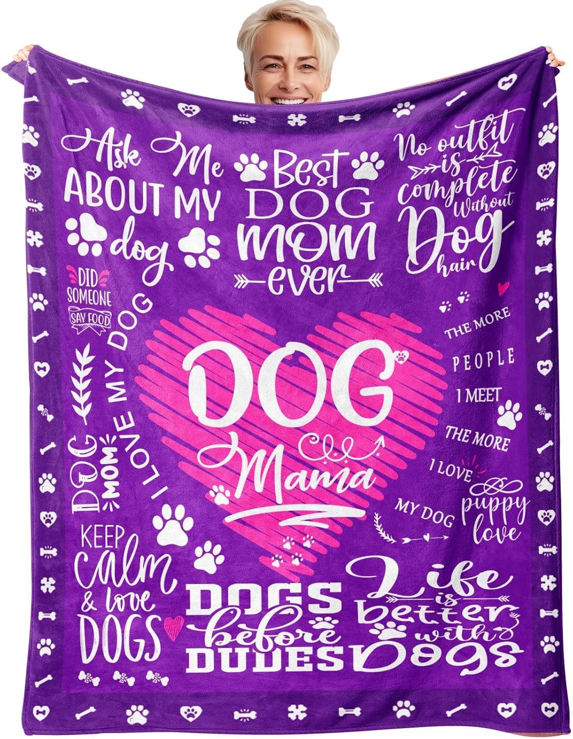 Dog Mom Blankets, Dog Mom Gifts for Women, Dog Mom Gift, Birthday Gifts for Dog Moms, Dog Lover Gifts for Women, Christmas Mothers Gifts Ideas for Dog Lovers