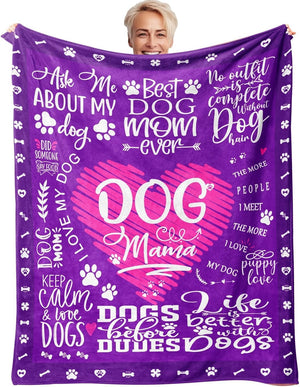 Dog Mom Blankets, Dog Mom Gifts for Women, Dog Mom Gift, Birthday Gifts for Dog Moms, Dog Lover Gifts for Women, Christmas Mothers Gifts Ideas for Dog Lovers