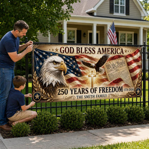 Personalized America 250th Anniversary Banner, Custom Family Name Patriotic Sign, 1776-2026 Yard Outdoor, American Anniversary Decor for Independence, July 4th Decor, 250th Birthday Party