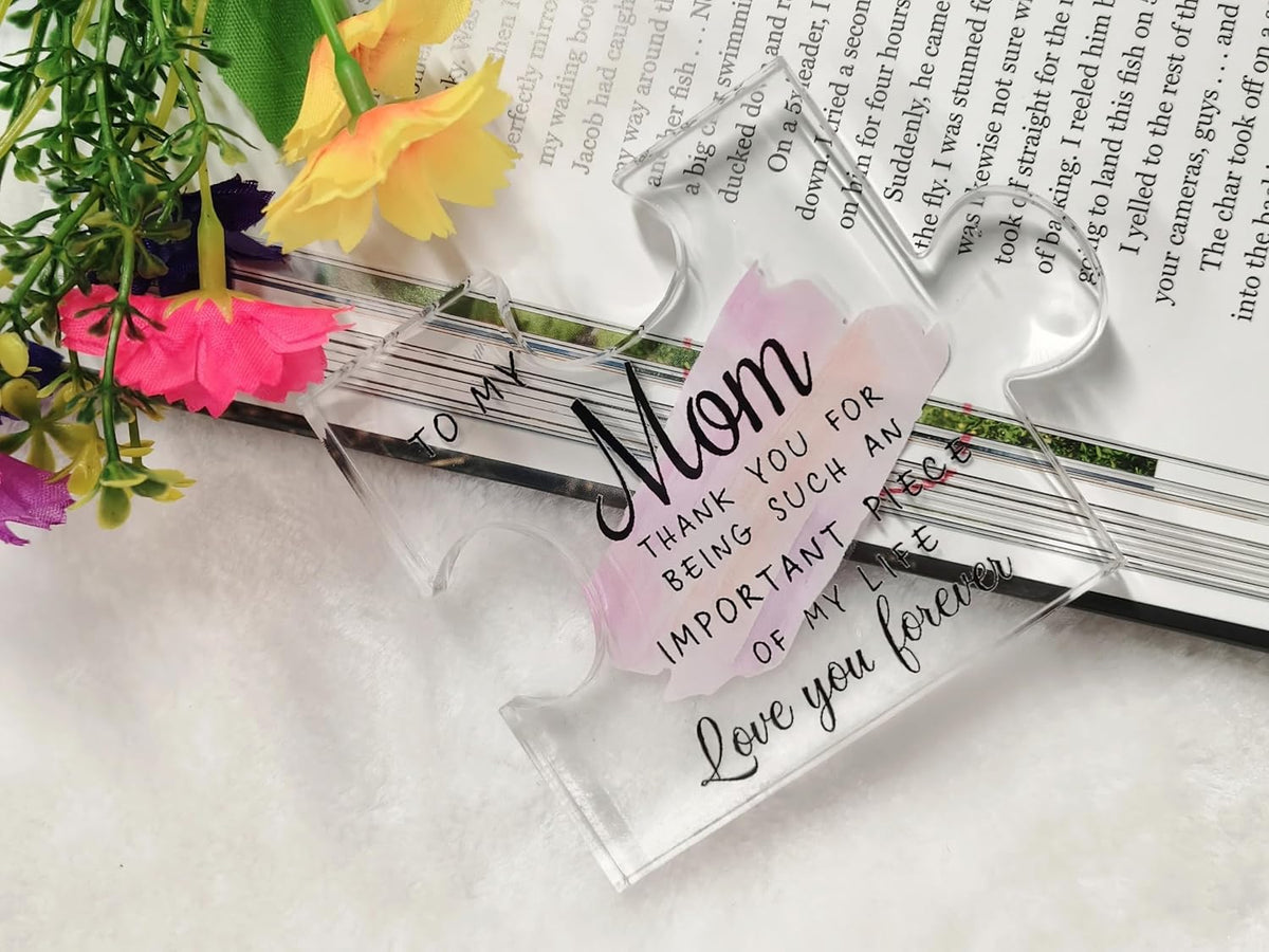 Gifts for Mom from Daughter Son, Acrylic Puzzle, Love Mom Gifts, Birthday & Mother's Day, Personalized Acrylic Puzzle for Birthdays, Christmas, and Beyond