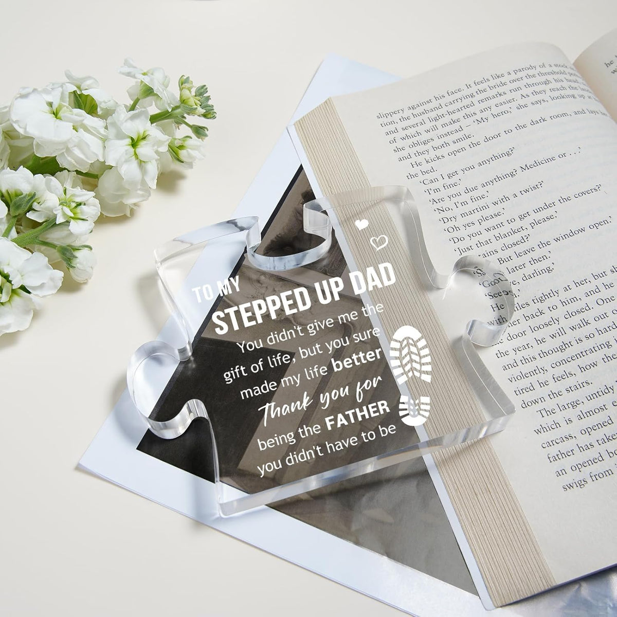 Thanks for being Father Step Dad Gifts, Birthday Gifts for Stepfather bonus dad, Father's Day Christmas Gifts for Step Dad from Daughter Son Acrylic Keepsake