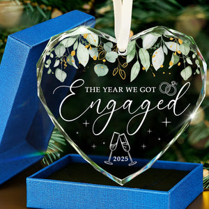 Engagement Gifts for Couples - Engagement Gifts for Newly Engaged Couples, Bride to Be, Women, Fiance, Her - Just Engaged Gift, First Christmas Heart Shaped Glass Ornament 2025 Party Decoration