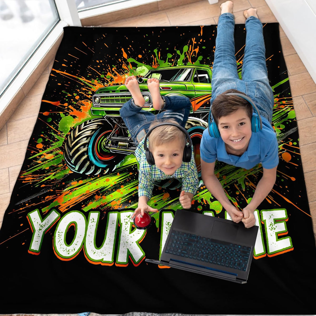 Truck Blanket for Boys Son Custom Throw Blankets Gift for Kids Adults Birthday Christmas, Personalized Throw for Sofa Couch Travel Car