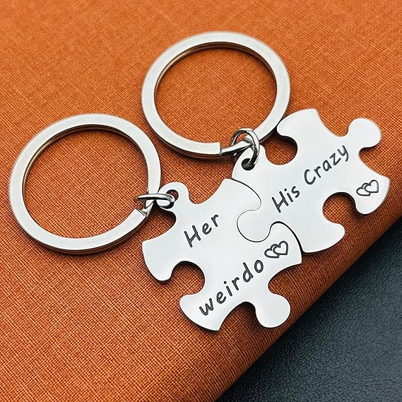 Her Weirdo His Crazy Couple Gifts Keychain My Person Love You Puzzle Piece Heart Keychain His Crazy Her Weirdo Valentines Day Him Boyfriend