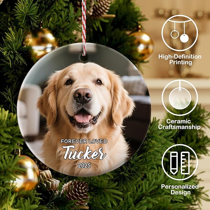 Personalized Pet Memorial Christmas Ornaments - Dog Memorial Gifts, Custom Pet Bereavement Ornament, Dog Cat Lover Gifts