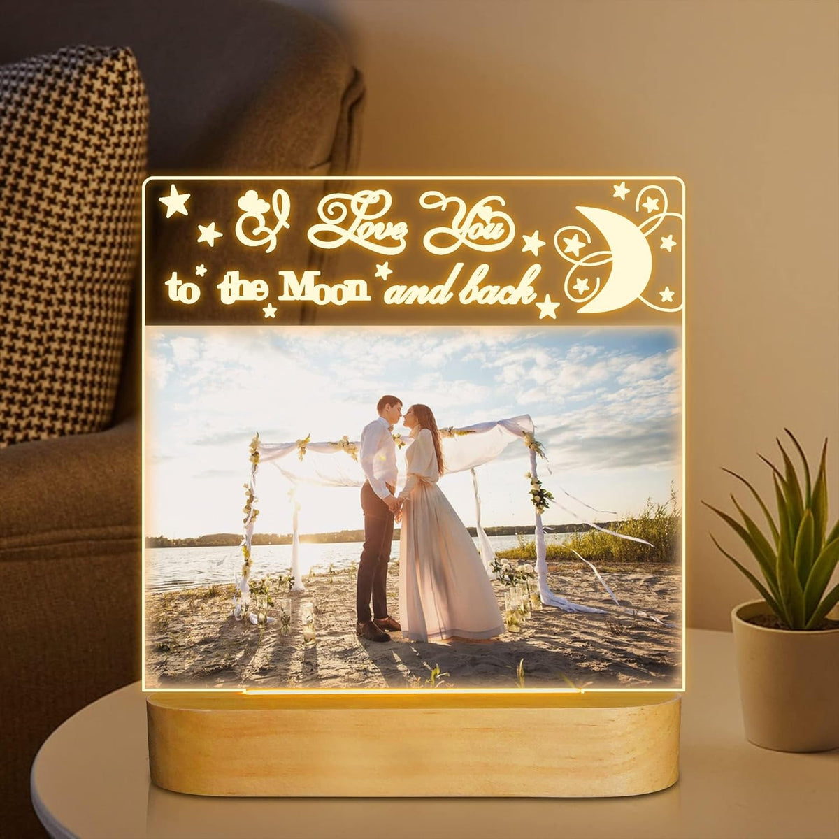 Light up Picture Frame, I Love You Acrylic Photo Frame with Night Light Desktop Decor Best Gifts for Lover Couple Wife Girl Friends Valentine's Day Anniversary Birthday Wedding Present