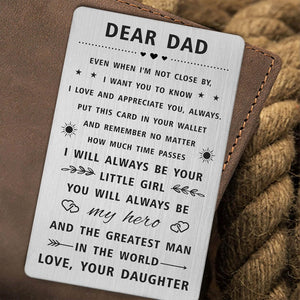 WINOESHE Engraved Wallet Card 'I'll Always Be Your Little Girl' - Daughter To Dad Gift