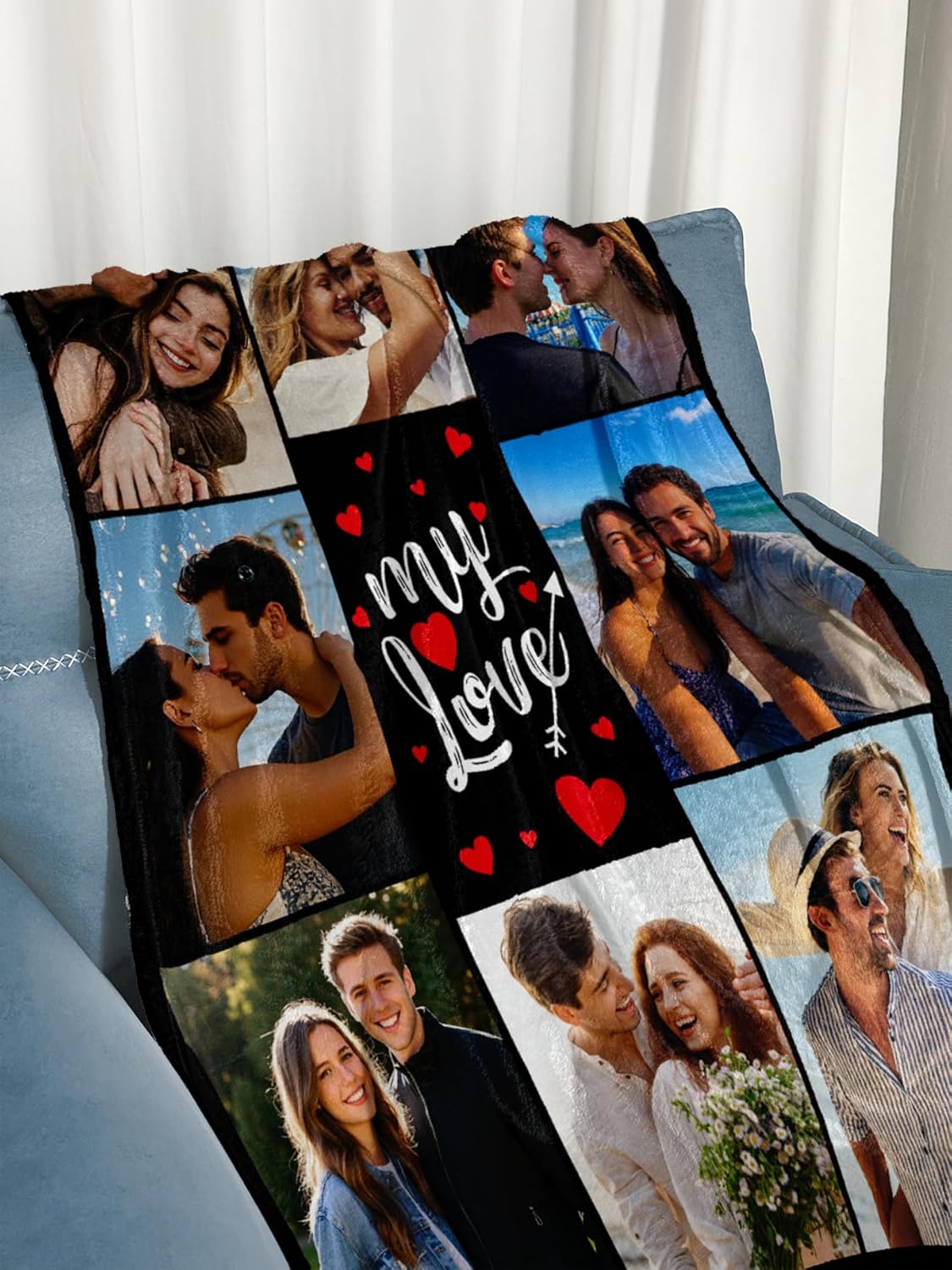 Custom Blanket with Picture Personalized Blanket Customizable Blanket Photo Blankets Customize Valentines Day Gifts for Her Him Girlfriend Boyfriend Wife Anniversary gift