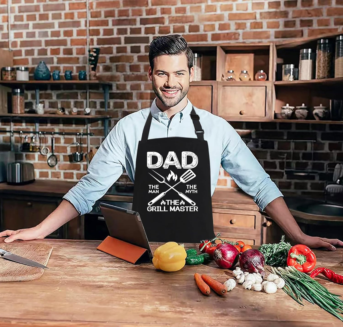 Grill Aprons for Men Dad - Mens Funny Chef Cooking Grilling BBQ Apron - Father's Day Apron for Dad