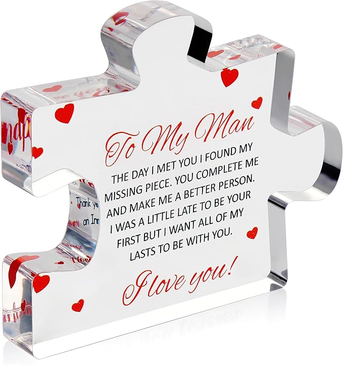 To My Man - Acrylic Block Puzzle Gifts for Him for Husband - Fiance Birthday Gifts, Valentines Day Gift for Boyfriend - Cool Wedding Couple