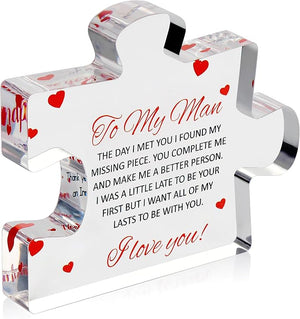 To My Man - Acrylic Block Puzzle Gifts for Him for Husband - Fiance Birthday Gifts, Valentines Day Gift for Boyfriend - Cool Wedding Couple