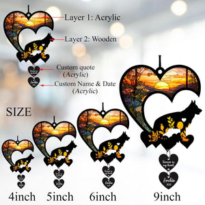Personalized Dog Memorial Suncatcher, Custom Pet Memorial Gifts for Loss of Dog, SunCatcher Gift for Someone Who Lost a Dog, Dog Remembrance Stained Glass, Hanging Garden Decor with Heart