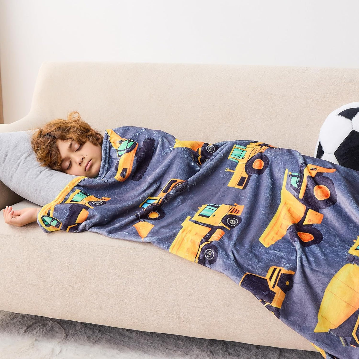 Kids Construction Truck Blanket for Boys Soft Fleece Kids Blanket for Couch Sofa Bedroom 3D Vehicles Excavator Cars Throw Blanket 50 x60 Multiple Sizes For Your Kids