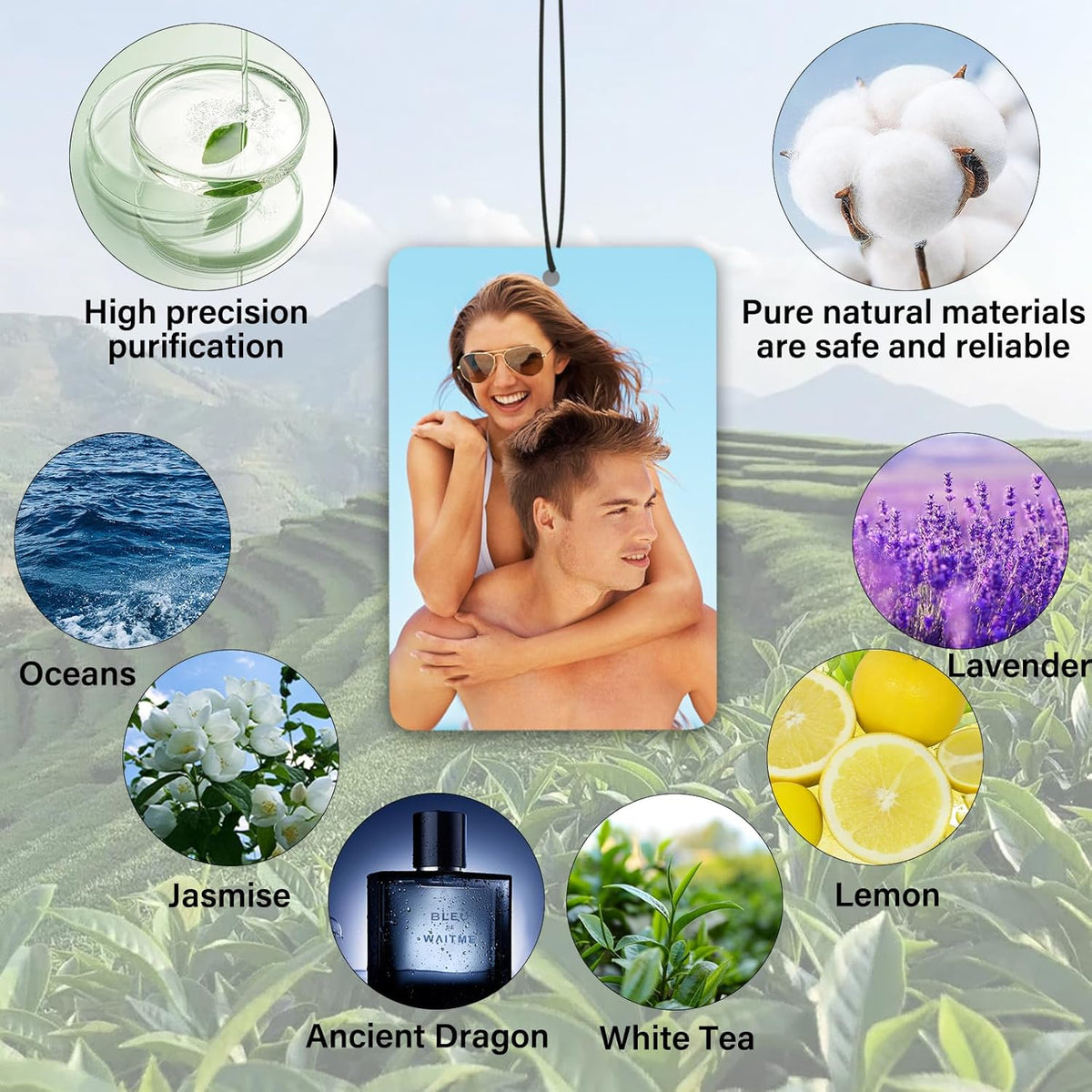 Custom Air Fresheners with Picture - Photo Air Freshener for Car,Double-Sided Customized Photo Text, Personalized Gift for Boyfriend Men Car (Rectangle)