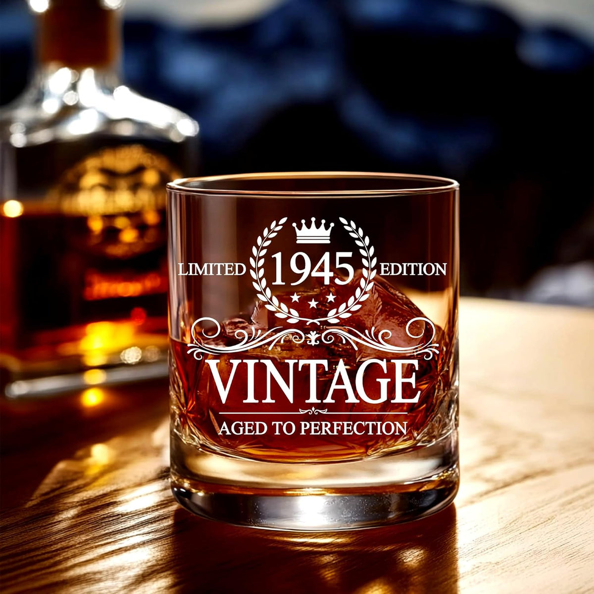 80th Birthday Gifts For Men - 80th Birthday Decorations - Gifts For 80 Year Old Man - 1945 Birthday Gifts - 80th Birthday Whiskey Glasses - Gift For 80th Birthday - 1945 Vintage Whiskey Glass