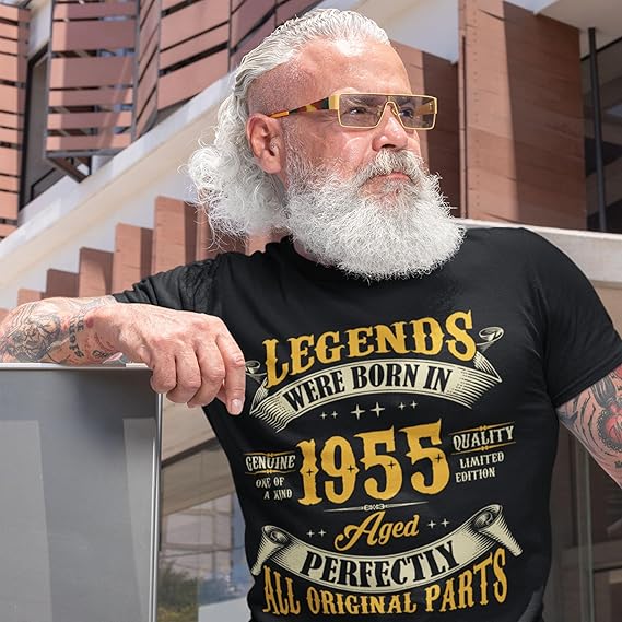 70th Birthday Shirt for Men, Legends were Born in 1955, Vintage 70 Years Old Tee T Shirt