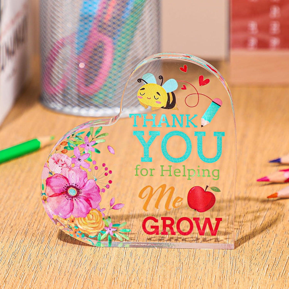 Teacher Appreciation Gift for Women Thank You Teacher Retirement Graduation Gifts First Day of School Thank You Paperweight Acrylic Keepsake for Office Classroom