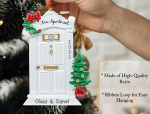 Personalized New Apartment Christmas Ornament 2025 | Custom White Front Door Unique Keepsake for Xmas Tree - First Year in New House, Our 1st Home, New Neighbor Gift