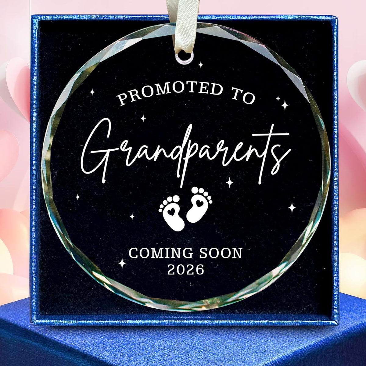 Grandparents Gifts - First Time Grandparents Gifts for Grandma, Grandpa - Baby Pregnancy Announcement Ornament for New Grandma - Grandpa to Be Ornaments - Glass Hanging Ornament