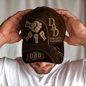 Best Dad Ever Customized Fathers Day Baseball Cap, Best Papa Ever Personalized Fist Bump Cap
