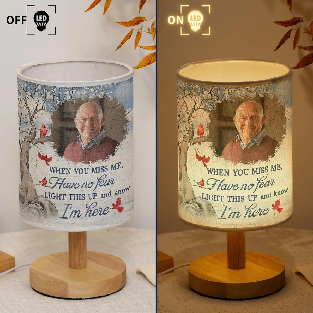 Light This Up I'm Always With You - Personalized Photo Fabric Lamp, When You Miss Me Have No Fear Light This Up and Know I'm Here Fabric Lamp, Personalized Sympathy Lamp for Loss of Loved One