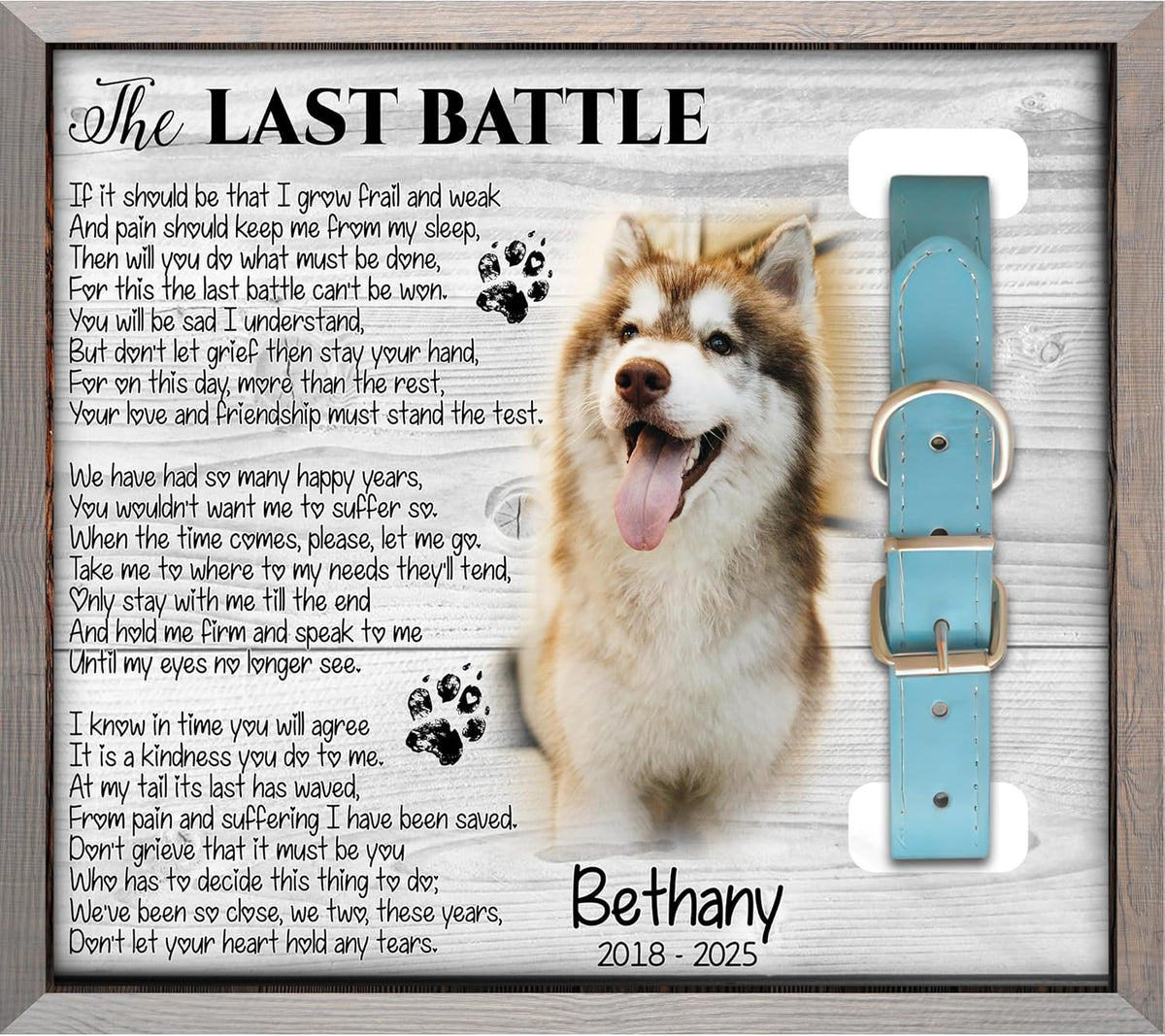 Dog Collar Shadow Box Memorial Personalized Frame for Dog That Has Passed Memory Gift with Picture Slot & Collar Display Dog Death Keepsake
