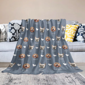 Custom Blanket with Pets Pictures & Name Personalized Funny Cat Dog Face Throw Blankets Soft Warm Plush Fleece Customized Blanket for Couch Bed Sofa Gifts for Dog Dad Mom Pet Lovers