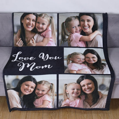 Mothers Day Birthday Gifts for Mom Custom Blanket with Pictures Text Personalized Flannel Photo Blankets Customized Throw Gift for Women