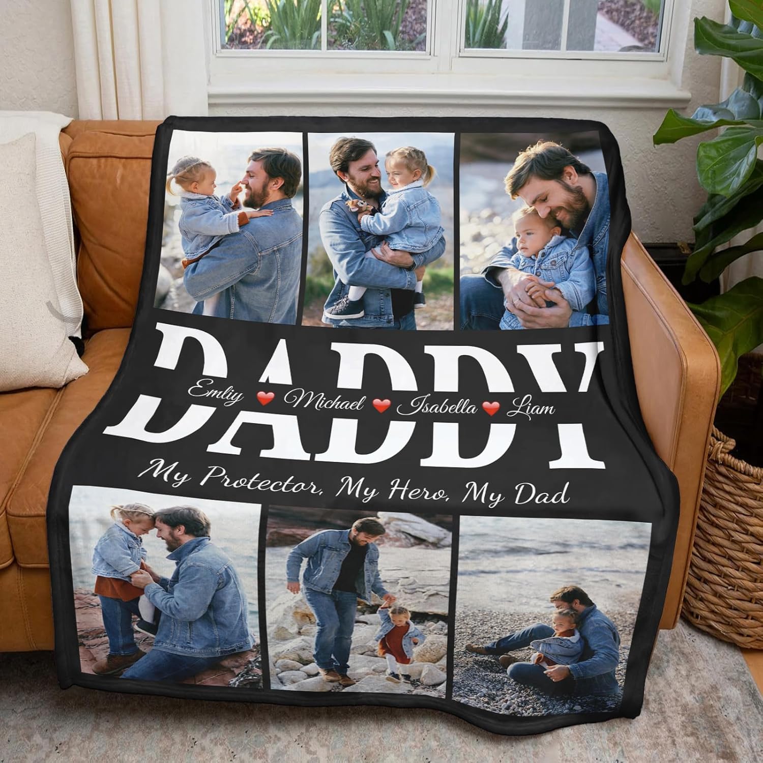 Fathers Day Personalized Gifts for Dad from Daughter Son Gifts for Dad Custom Blankets with Photo, Personalized Photo Blankets Customized Blanket with Picture