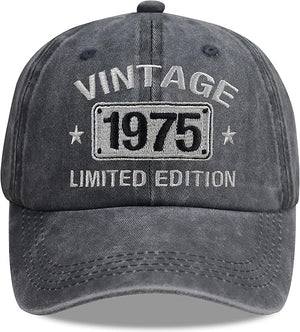 50th Birthday Gifts for Men Women Hats Vintage 1975 Blue Baseball Cap Personalized Embroidery cap for Grandpa Gift For Father