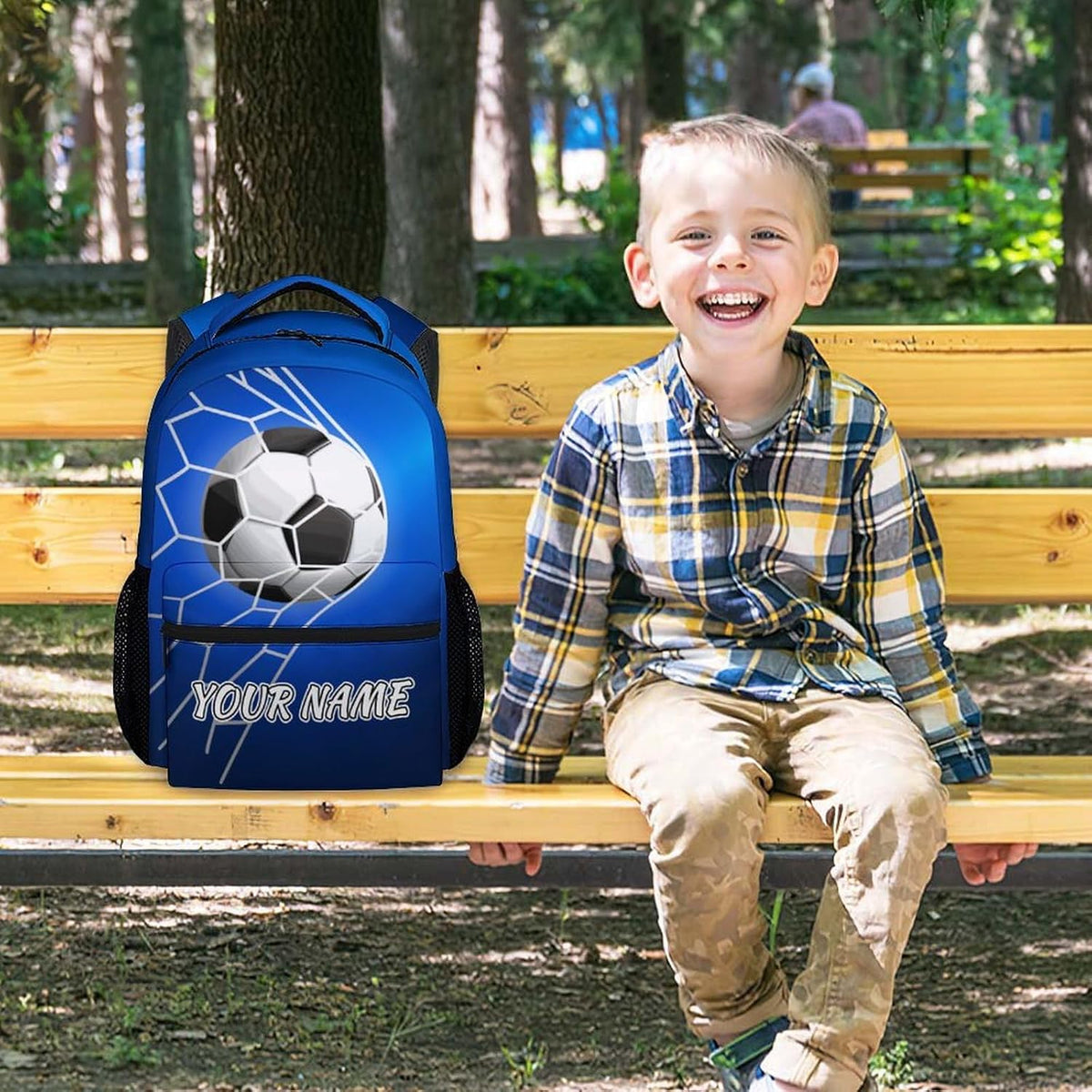 Personalized Backpack - Cool Soccer Bookbag for Kids, Boys & Girls - Sports Theme School Bag for Elementary, Middle School