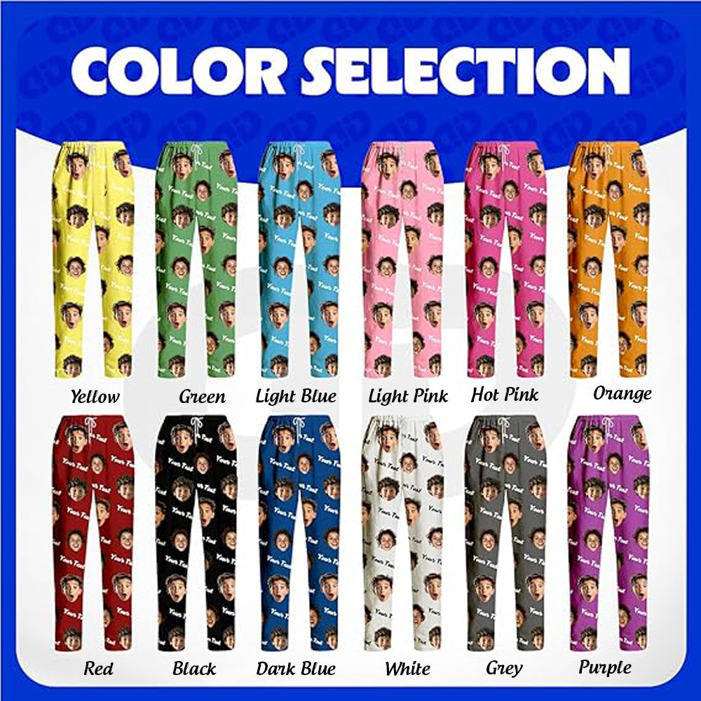 Custom Pajamas Pants with Photo Text, Personalized Pajamas Pants with Face, Funny Custom Gifts for Men Women