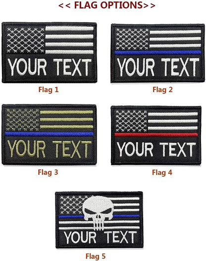 Customizable Tactical Military Name Embroidered Patch, American Flag Patch with Your Text, Hook and Loop, Military and Tactical Accessory for Clothing-Jackets-Hats-Backpacks
