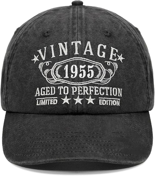 1955 Birthday Gifts for Men Women,Personalized 30th-100th Birthday Ideas Custom Year 1995 1985 1975 1965 1955 Gift,Parents Vintage Hat,