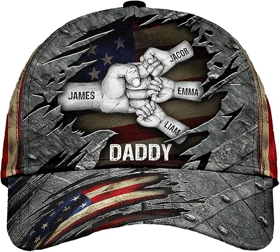 Custom Dad Hat with Kids Names, Papa Cap, New, 3D Hat, Vintage Baseball Hat, Dad Gifts, Papa Gifts