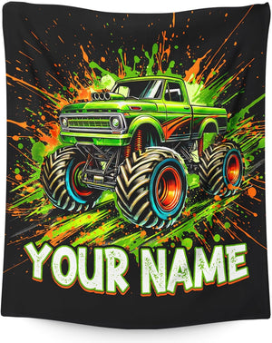 Truck Blanket for Boys Son Custom Throw Blankets Gift for Kids Adults Birthday Christmas, Personalized Throw for Sofa Couch Travel Car