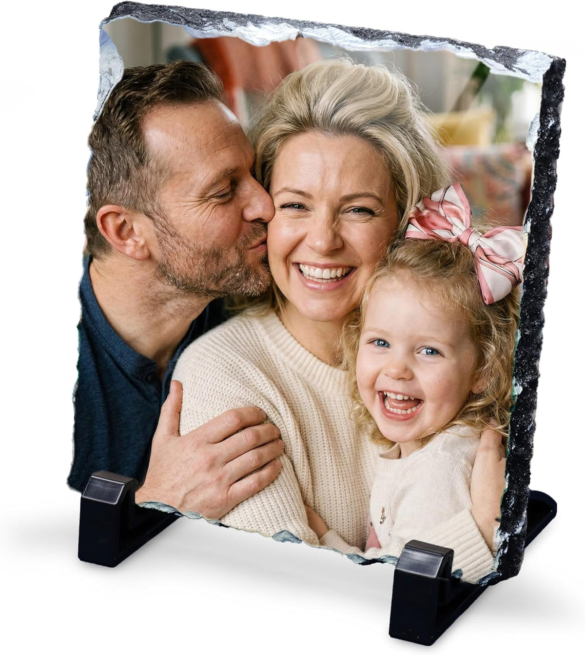 Personalized Picture Slate Frame, Customized Photo Print Stone for Mom, Wife, Women, Her - Custom Mothers Day Gifts for Mother, Grandma, Rock Slate Plaque Frame Family, Dad, Father, Him