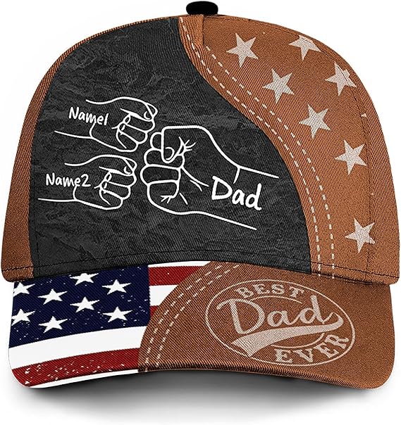 Personalized Fist Hat for Dad Father Papa Grandpa Husband, Customized Father's Day Birthday Gift with Name, Dad Papa Gifts