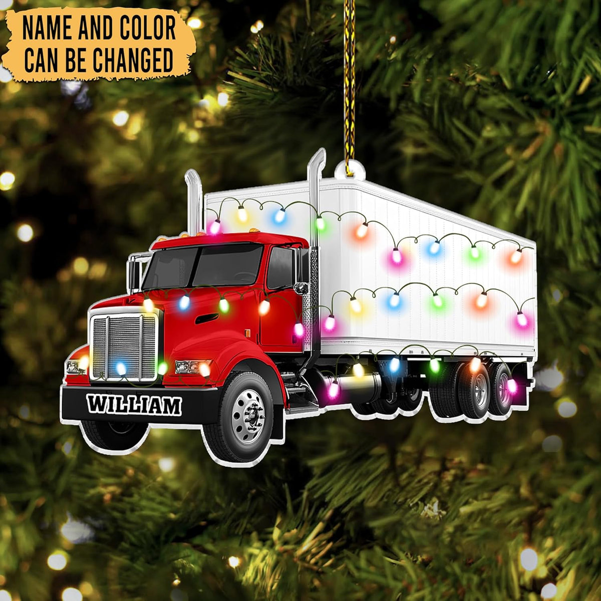 Personalized 2D Flat Truck Christmas Ornament - Gift for Driver, Dad, Men, Truck Lovers - Farmhouse Decor - Custom Acrylic Christmas Decoration