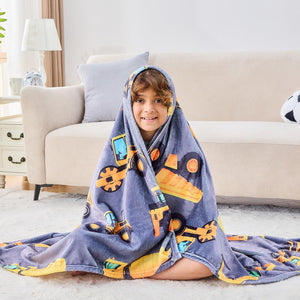Kids Construction Truck Blanket for Boys Soft Fleece Kids Blanket for Couch Sofa Bedroom 3D Vehicles Excavator Cars Throw Blanket 50 x60 Multiple Sizes For Your Kids