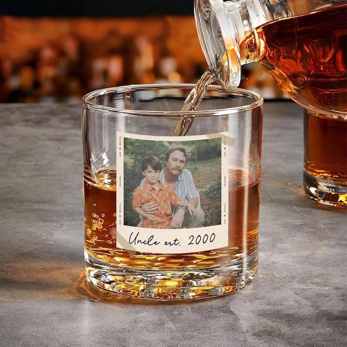 Custom Photo Dad Whiskey Glass, Personalized Portrait Grandpa Tumbler, Gift for Father, Custom Grandpa Gifts, New Parent Present, Keepsake Drinkware for Him Idea