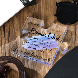 Step Dad Gifts from Daughter Son Bonus Dad Gifts Best Step Dad Gifts Fathers Day for Stepfather Bonus Fathers Bonus Dad Christmas Birthday Thanksgiving Gifts Card Acrylic Plaque Keepsake Present