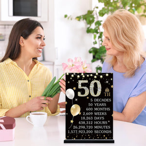 60th Birthday Decorations Gift for Women Men, Black Gold Back in 1965 Poster Acrylic Sign Centerpiece 60th Anniversary Table Decor, 60 Years Old Birthday Party Supplies