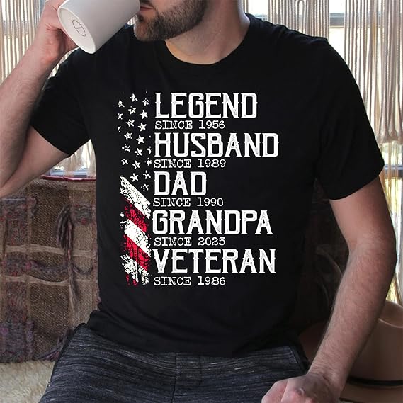 Legend Veteran Personalized Grandpa Shirts, Dad 4th of July Shirt, American Flag Tee for Men, USA T-Shirt, Gift for Independence Day