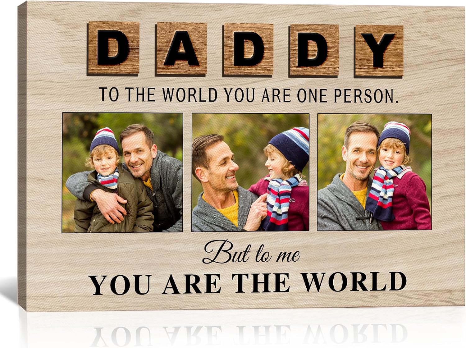 Personalized Gifts for Fathers Day from Daughter Son, Canvas Prints with Your Photos Custom Dad Picture Frame Family Wall Art Decor New Dad Gifts for Papa Grandpa