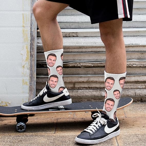 Custom Face Socks with Picture, Personalized Socks with Photo Customized Unisex Funny Crew Sock Gifts for Men Women