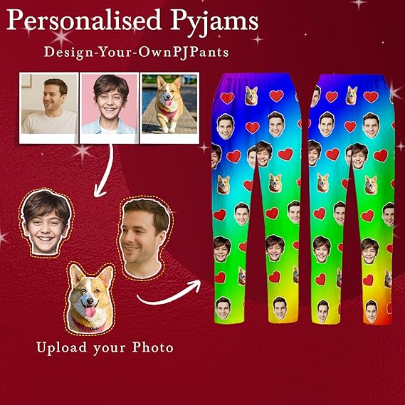 Custom Pajama Pants with Photo for Men Women Personalized Face PJs with Pet, Funny Custom Gift for Christmas