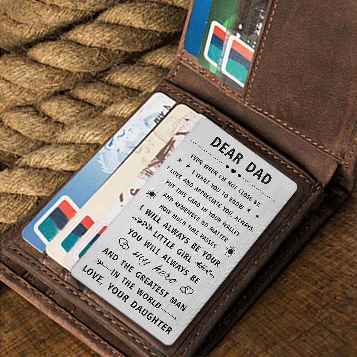 Dad Father Day Gifts from Daughter, Happy Birthday Wallet Card for My Daddy, Personalized Long Distance Hero Dad Gifts, I love You Father Present Men, Easter