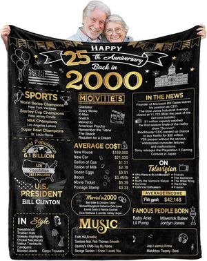 50th Anniversary Wedding Blanket Gifts Gift for 50th Wedding Anniversary Golden 50 Years of Marriage Gifts for Couple Wife Husband Dad Mom Parents Back in 1975 Blanket